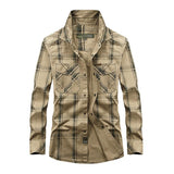 Men's Casual Plaid Loose Workwear Long-Sleeved Shirt 32450140M