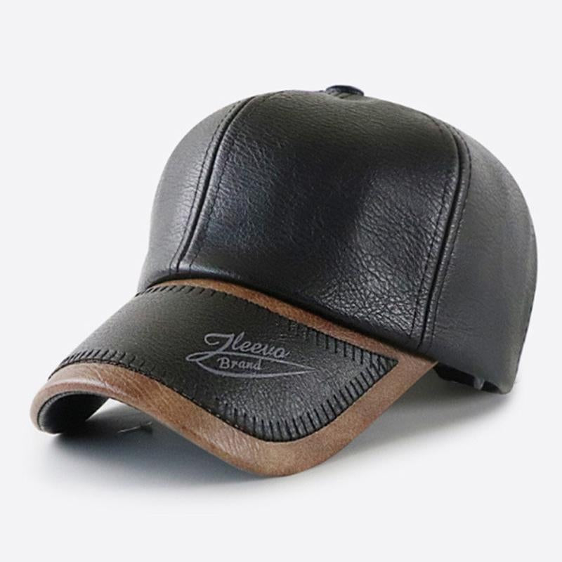 Casquette de baseball en cuir chaud et pelucheux vintage pour homme 11017010U