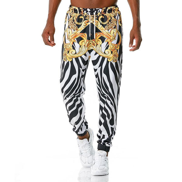 Men's Retro Palace Style Printed Casual Drawstring Trousers 95468716TO