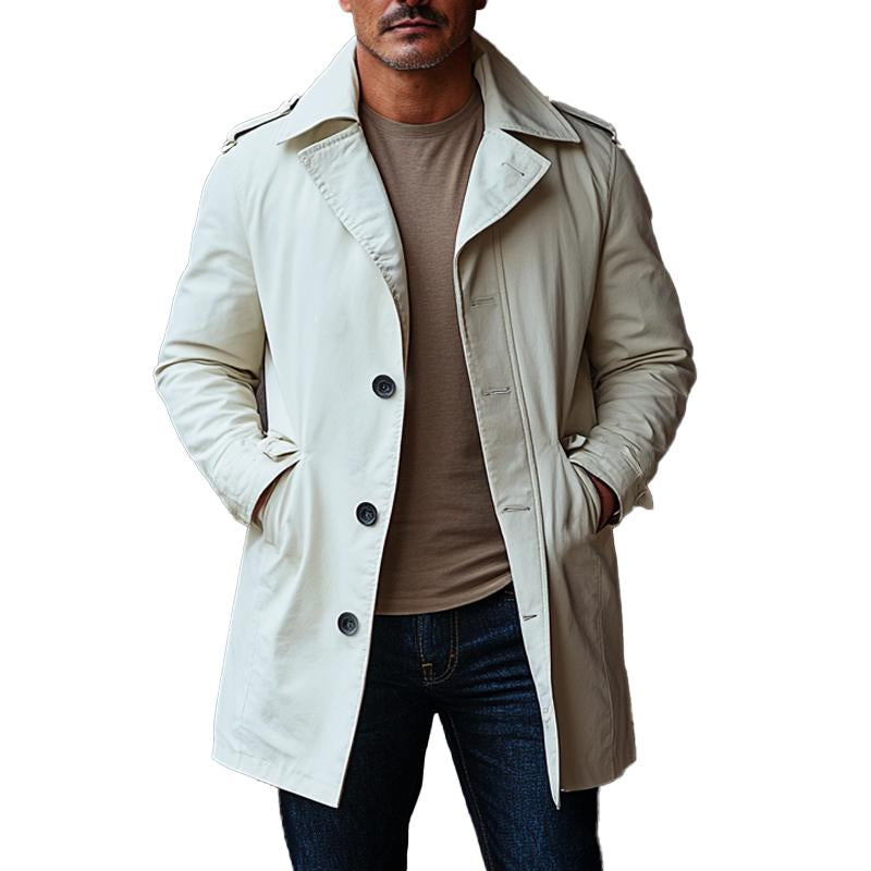 Men's Casual Single-breasted Mid-length Trench Coat 07560290X