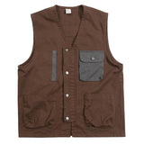 Men's Vintage Cotton Wash Colorblock Pocket Cargo Vest 80290534Y