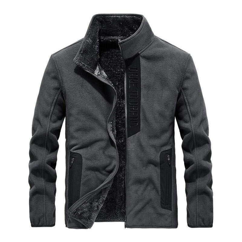 Men's Casual Outdoor Polar Fleece Stand Collar Windproof Zipper Jacket 49490674M