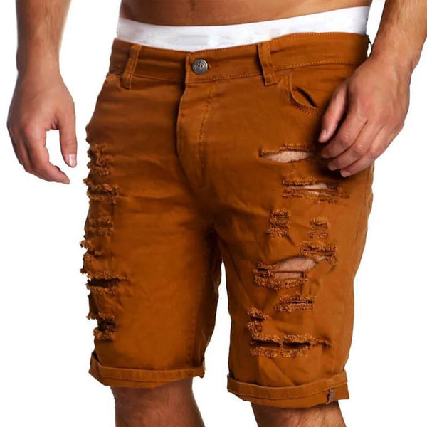 Men's Washed Ripped Casual Street Shorts 44190679TO