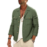 Men's Casual Linen Cotton Multi-pocket Jacket 78336326X