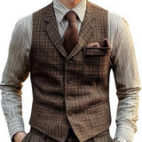 Men's Retro Lapel Check Vest 45795218U