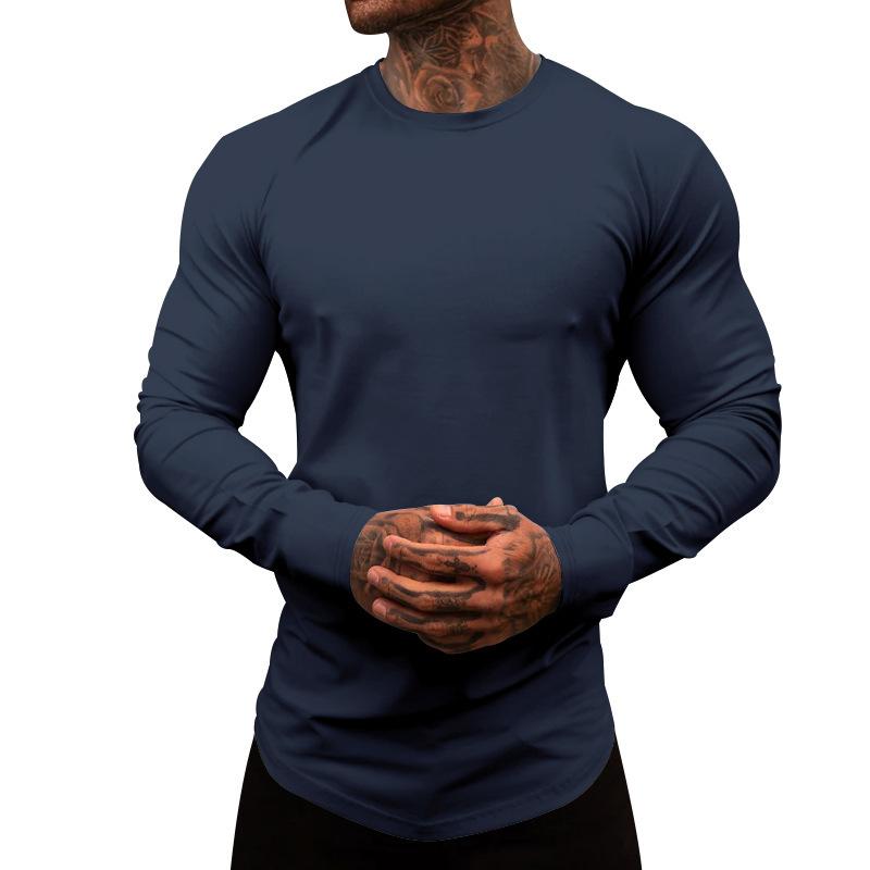 Men's Casual Cotton Blended Round Neck Slim Fit Long Sleeve T-Shirt 69570431M