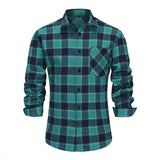 Men's Retro Casual Plaid Lapel Long Sleeve Shirt 32419189TO