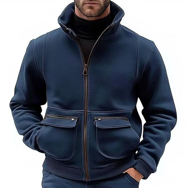 Men's Solid Collar Zip-Up Jacket 28555423U