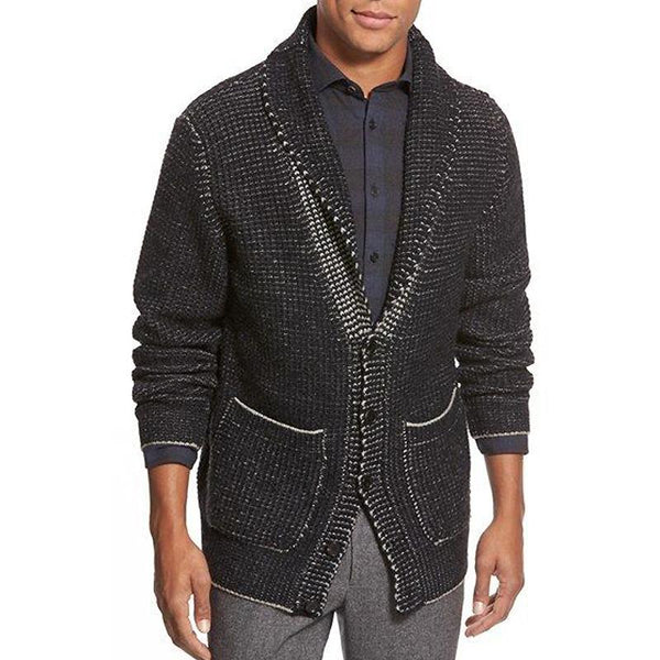 Men's Vintage Shawl Collar Double Pocket Sweater Cardigan 29777284Y