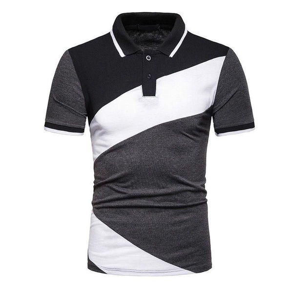 Men's Fashionable Patchwork Short-sleeved Polo Shirt 12737258X