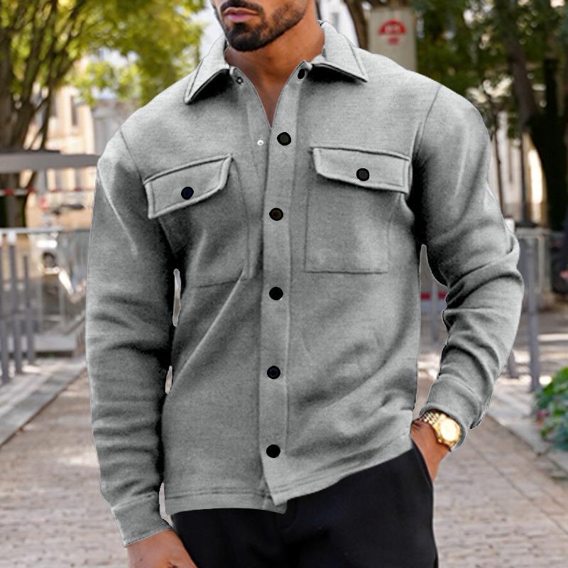 Men's Fleece Lapel Single-breasted Solid Jacket 18429543X