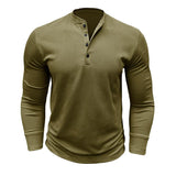 Men's Henley Collar Solid Long Sleeve T-Shirt 32497829U