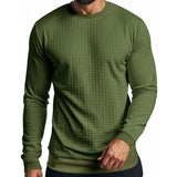 Men's Solid Color Small square Round Neck Long Sleeve T-shirt 43246103Z