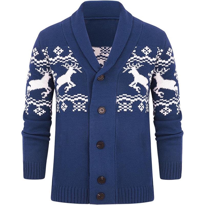 Men's Elk Jacquard Knit Cardigan Jacket 07067807X