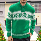 Men's Retro Casual Christmas Colorblock V-Neck Sweater 89282776TO