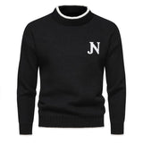 Men's Printed Colorblock Chunky Knit Crew Neck Sweater 87788902U