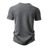 Men's Casual Solid Color Waffle Henley Neck Slim Fit Short Sleeve T-Shirt 45192566M