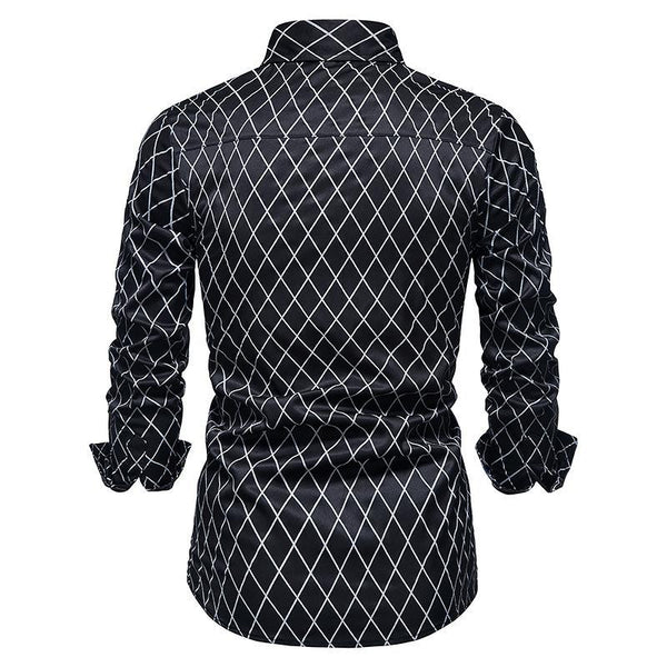 Men's Vintage Plaid Lapel Long Sleeve Shirt 90549321Y
