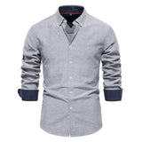 Men's Casual Solid Color Long Sleeve Lapel Shirt 67568184X