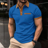 Men's Waffle Color Block Short Sleeve Button-Up T-Shirt 58684753X