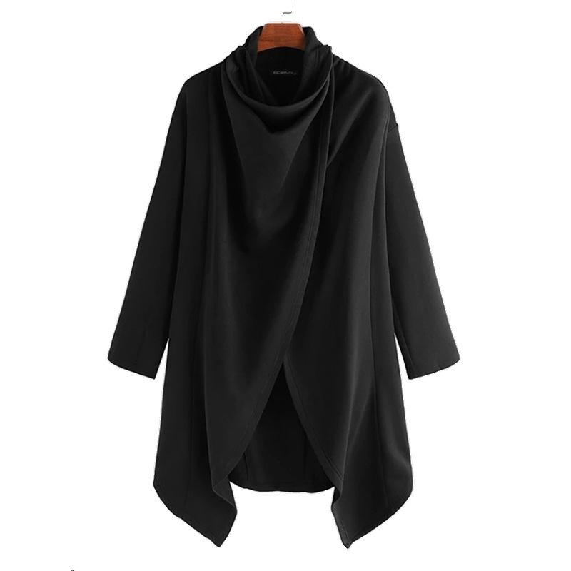 Men's Casual Cape Style High Collar Long Sleeve Irregular Coat 51124408K