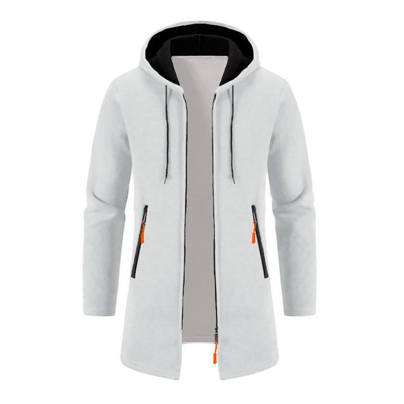 Men's Loose Hooded Zipper Mid-Length Coat 70465461X