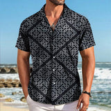 Men's Retro Palace Style Lapel Short-sleeved Shirt 40710447TO