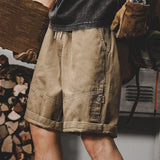 Men's Retro Solid Color Cargo Loose Shorts 81579418X