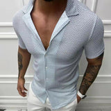 Men's Sexy Slim Lapel Short Sleeve Shirt 98870082TO