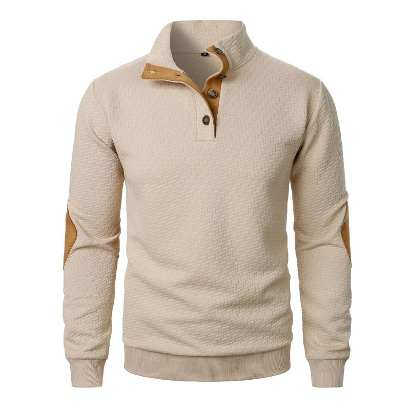 Men's Stand Collar Colorblock Casual Jacquard Sweatshirt 29854596X