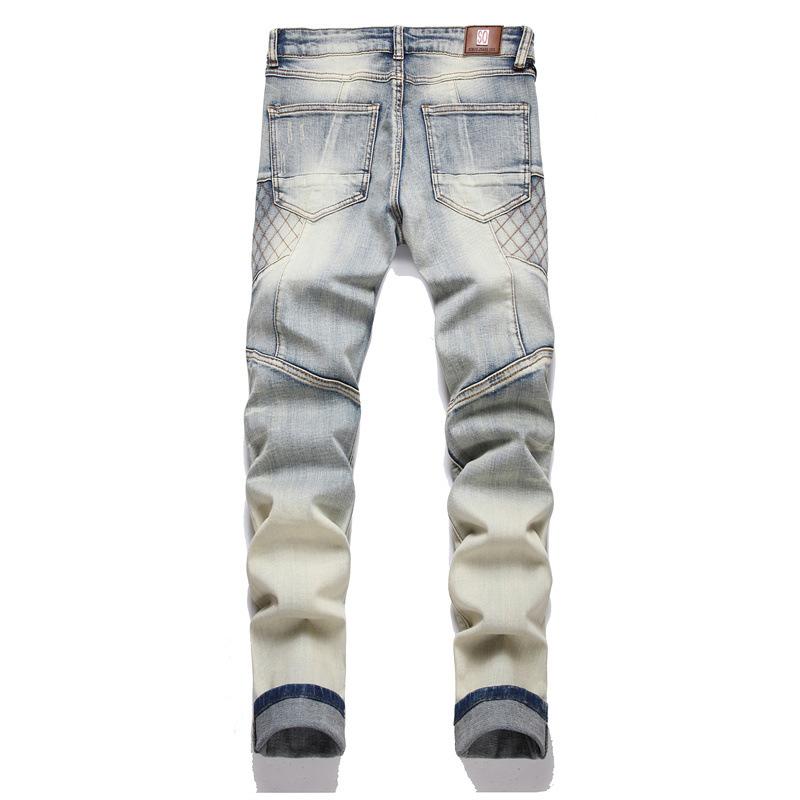 Punk Patchwork Ripped Stretch Jeans 32517765U for menn