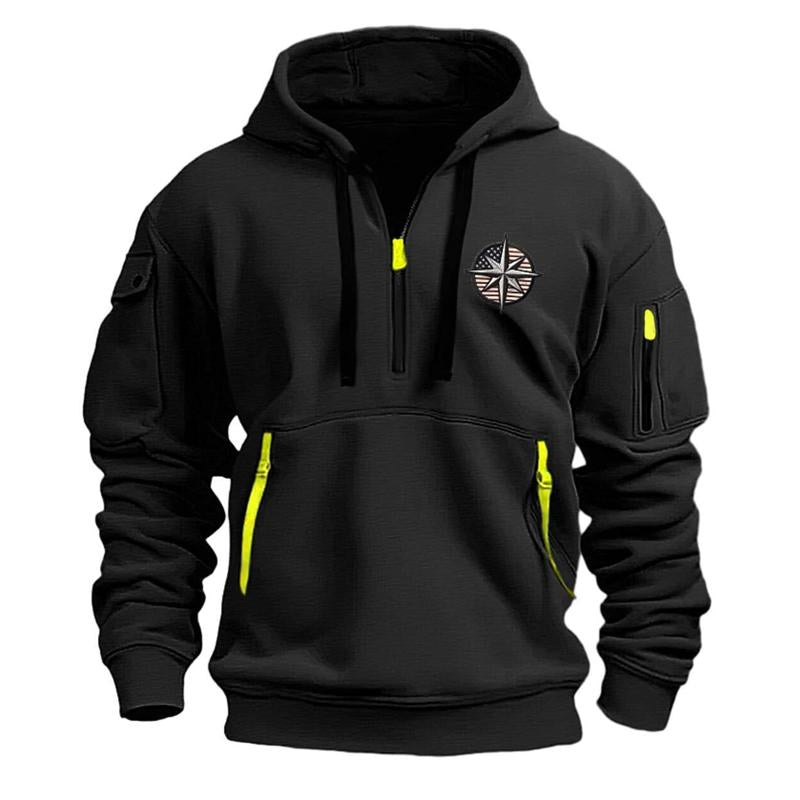 Men's Casual Sports Multi-Zip Embroidered Hoodie 03824369X