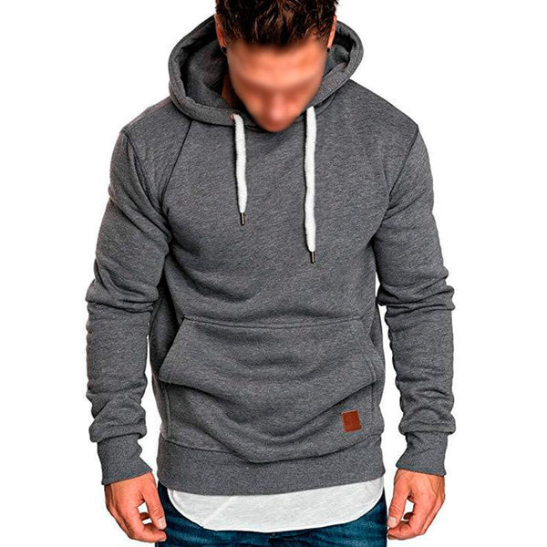 Men's Casual Solid Color Long Sleeve Hooded Sweatshirt 29471646Y