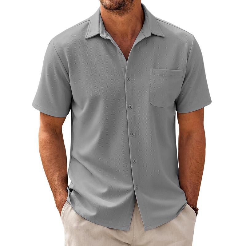 Men's Casual Cotton Blend Short Sleeve Shirt 44487570X