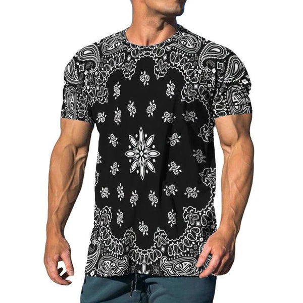 Men's Casual Perris Cashew Flower Short-sleeved T-shirt 06632751TO
