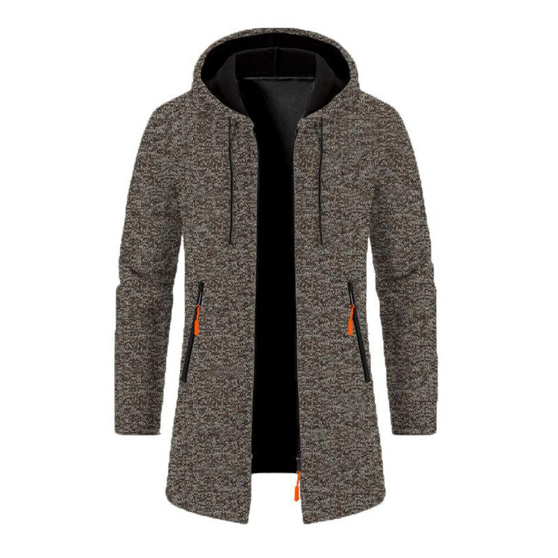 Men's Loose Hooded Zipper Mid-Length Coat 70465461X