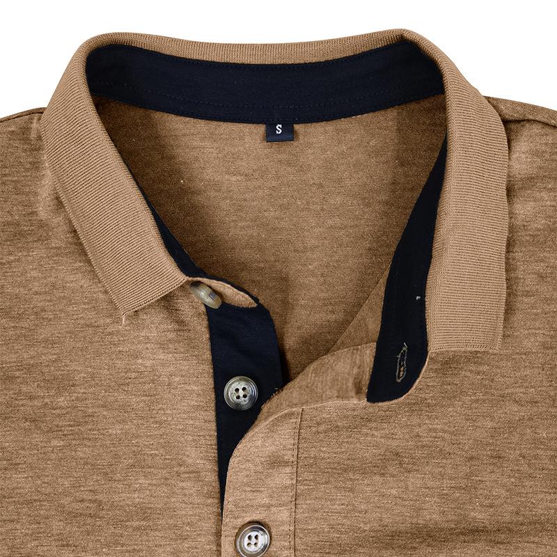 Men's Solid Color Long Sleeve Lapel Polo Shirt 38140025X