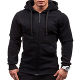 Men's Retro Casual Solid Color Hooded Zipper Sweatshirt 28562617TO