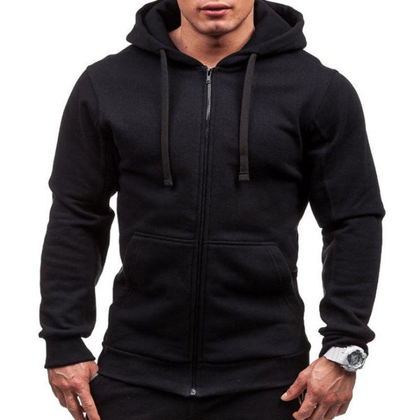 Men's Retro Casual Solid Color Hooded Zipper Sweatshirt 28562617TO