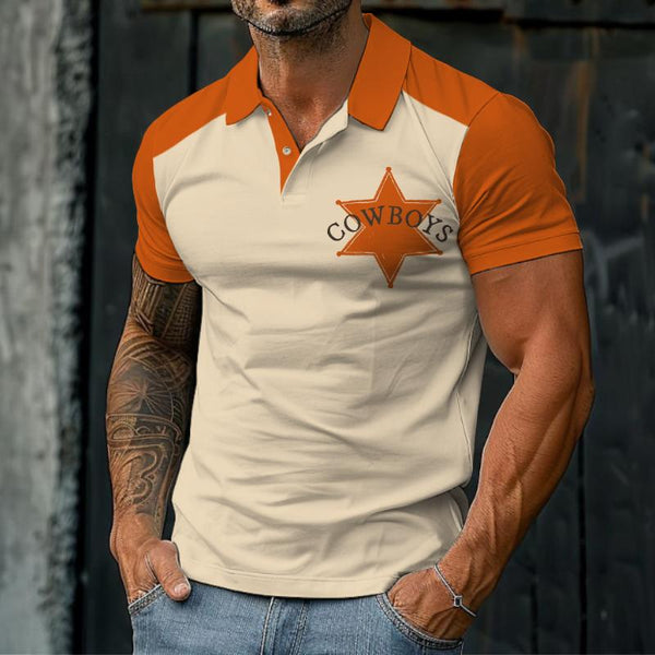 Men's Cowboy Color Block Polo Shirt 81160028TO