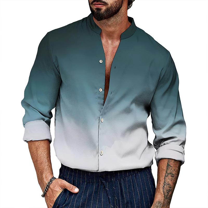 Men's Casual Gradient Stand Collar Shirt 11464577TO