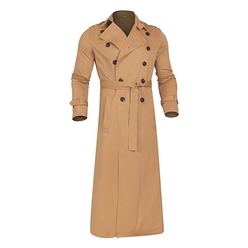 Men's Lapel Double Breasted Long Trench Coat 77040230X