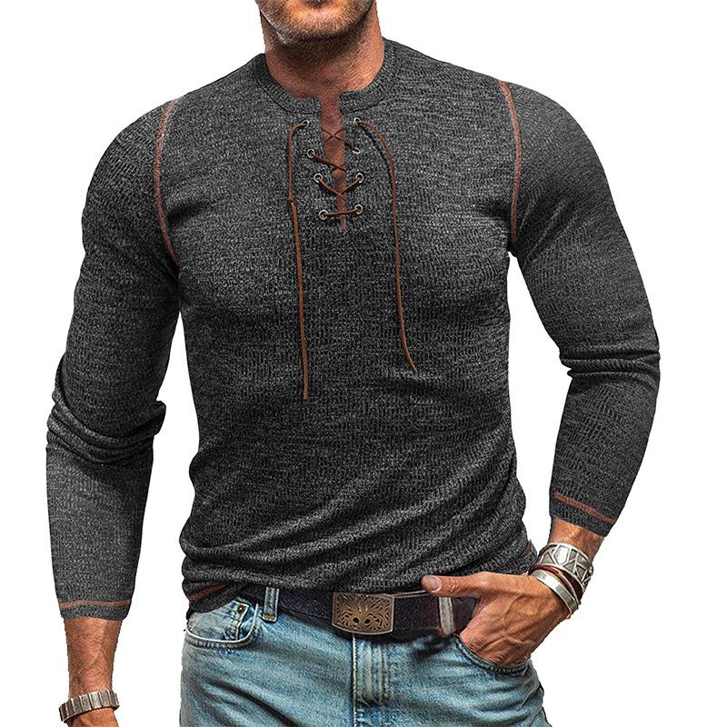 T-shirt Henley d'extérieur à manches longues et col ras du cou pour homme 83787856X