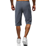 Men's Casual Loose Cotton Linen Blended Elastic Waist Shorts 72829161M