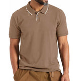Men's Casual Printed Contrast Half-zip POLO Shirt 55356860X