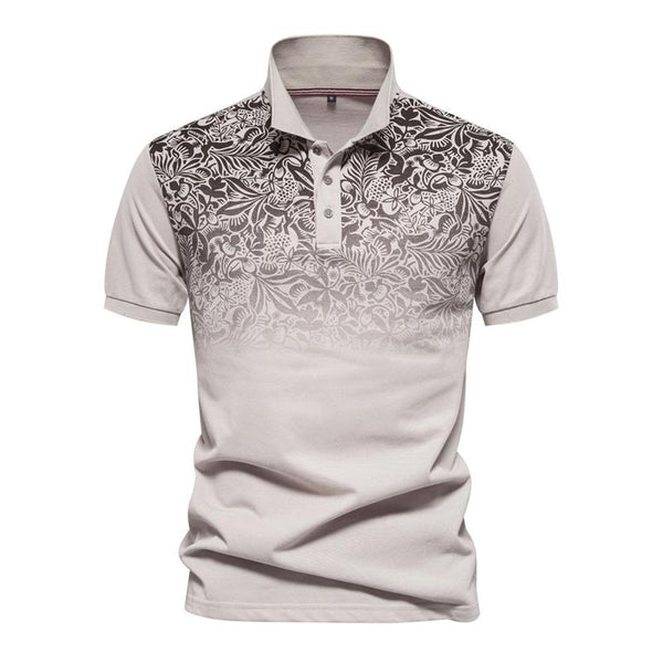 Men's Casual Lapel Gradient Print Short Sleeve Polo Shirt 97301296M