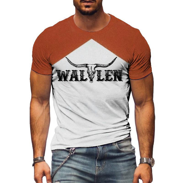 Men's Casual Western Denim Short Sleeve T-Shirt 50926026TO