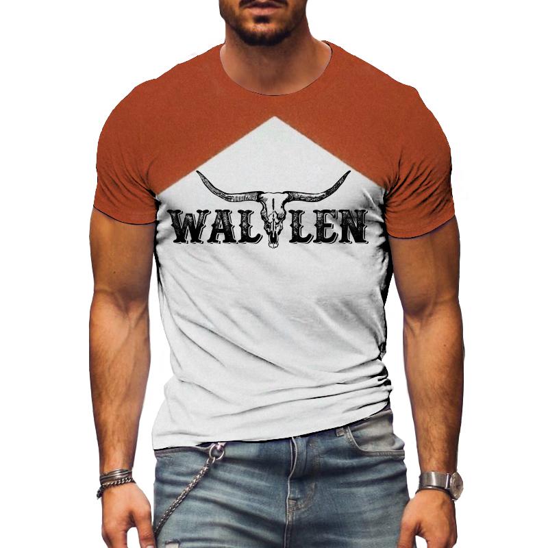Men's Casual Western Denim Short Sleeve T-Shirt 50926026TO