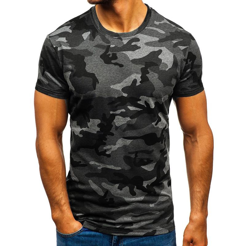 Men's Printed Camouflage Round Neck Short Sleeve T-Shirt 55231359X