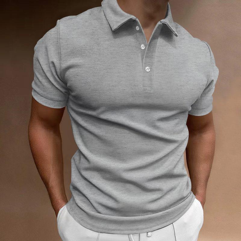 Men's Solid Slim Lapel Short Sleeve Casual Polo Shirt 37773773Z